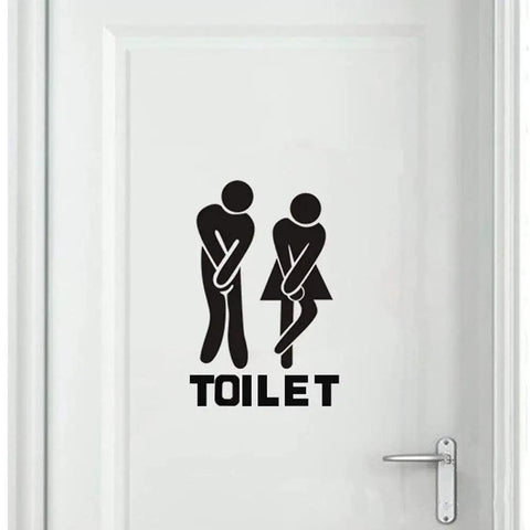 Black removable man and woman washroom sign for restroom door sticker DIY wall decor dope toilet WC sign easy peel and stick