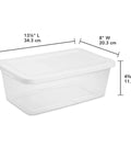 Clear Plastic Storage Bins With Lids 6 Quart Stackable Organizer Boxes For Closet Organization Shoe Storage Craft Supplies Office And Pantry Durable Transparent Boxes To Keep Your Stuff Easy To Find, showing dimensions in inches and cm