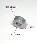 Open Aluminum Shaft Collar Clamp Set Screw For 8mm Linear Rod Guide, 20mm outer diameter, 8mm thickness, corrosion-resistant aluminum.