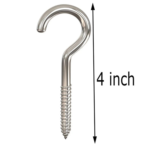 10 Pack Badass Nickel Plated Steel Screw Hooks with 4 inch shank for strong wall hanging and secure connections.