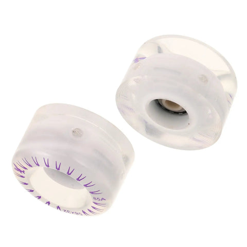 2 Pack LED Quad Roller Skate Wheels Light Up Replacement For Indoor Outdoor Skating Smooth Glide Transparent Wheels