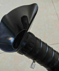 Rugged Shop Ready Flexible Exhaust Arm Hose With Adjustable Smoke Extractor Hood For Snagging Welding Fumes And Clearing Workshop Dust Without Much Fuss, black plastic hood.