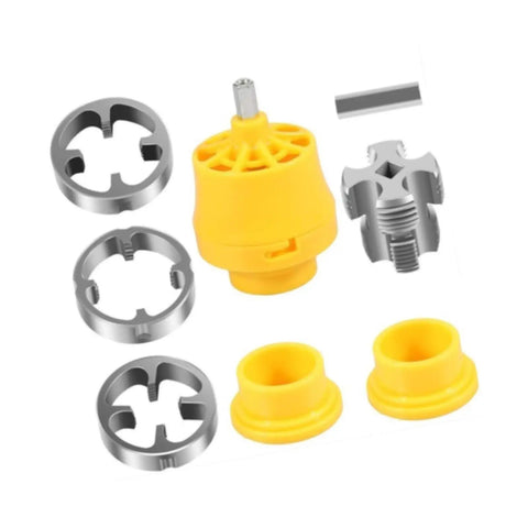 Heavy Duty PVC Pipe Threader Kit With Quick Cut Tool For DIY Plumbing Repairs And Professional Installations To Create Perfect Threads On Plastic Pipes Quickly Without Any Hassle, yellow PVC threader kit