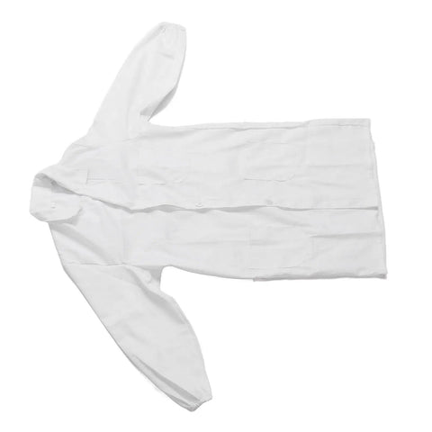 Long Sleeve White Lab Coat For Docs Nurses And Students Breathable Polyester Cotton Workwear With Elastic Cuffs All Season Comfort Lightweight And Easy Movement Ideal For Hospitals Clinics And Classrooms Size M
