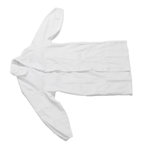 White Long Sleeve Lab Coat For Doctors Nurses And Students Lightweight Breathable Polyester Cotton Workwear