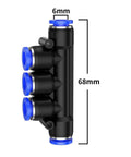 Pneumatic Fitting Kit With Quick Connect Hose Connectors 4mm 6mm 8mm 10mm 12mm Blue 50 Pcs shown in detail with measurements