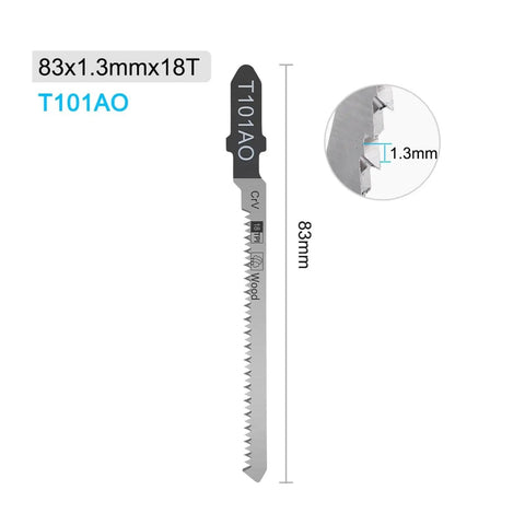 Premium Single T Style Jigsaw Blade Precision Ground High Carbon Steel 83mm length for wood, plastic, and thin metal cutting.