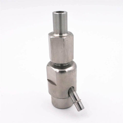 Waterjet cutting head body mixing chamber, stainless steel, front view