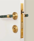 Door Lock Set With Marble Finish For Nordic Style Interiors Premium Brass Hardware For Bedrooms Living Rooms And Bathrooms Easy Install