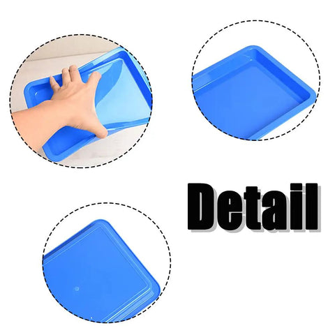 Close-up of a blue tray from the Colorful 10 Pack Plastic Art Trays For Crafts And DIY Projects, Kid Safe BPA Free Bead And Painting Organizer