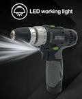 Slick Rechargeable Two Speed Electric Drill And Precision Screwdriver Combo Kit featuring tough high carbon steel bits with LED working light.
