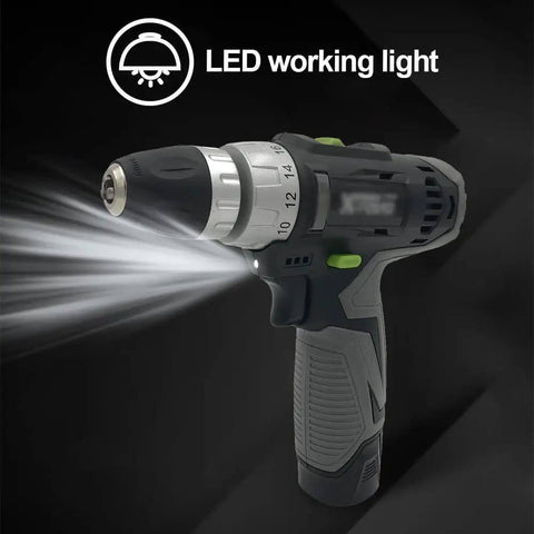 Slick Rechargeable Two Speed Electric Drill And Precision Screwdriver Combo Kit featuring tough high carbon steel bits with LED working light.