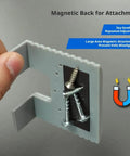 Cabinet Door Hinge Spacer With Magnetic Scale Quick Drill Free Hinge Install Kit showing magnetic back with screws