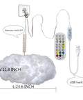 Cloud Lightning Light Kit With Music Sync, RGB Multicolor Color Changing LED Strips, 360 Degree Wireless Remote, App Control, 23.6x11.8 inches