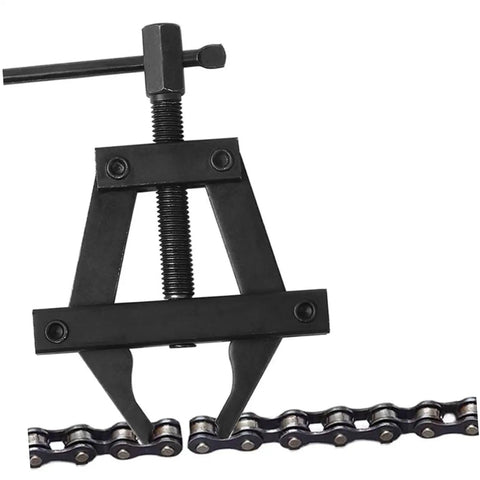 Heavy Duty Motorcycle Chain Tensioner Chain Adjuster Tool on bike chain, showcasing durable metal design for easy tensioning.