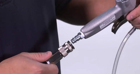 Connecting Syphon Oil And Solvent Spray Gun With Classic Pistol Grip 12 Inch Aluminum Extension Brass Nozzle to hose fitting