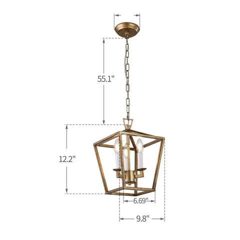 Three Light Openwork Lantern Pendant For Stairways Entries Kitchen Islands And Foyers In Nickel Finish Dimmable Compatible E12 Bulbs Not Included Shade 10X14 Inches Chain Length 51 Inches Modern Rustic Style hanging light with a geometric frame.