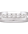 Solid 14K White Gold Men's Wedding Channel Band Ring With Machine Set Round Diamonds 1.50 Carat, size 10, clean channel set design.