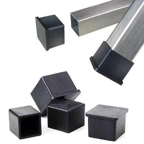 20 Piece Square Rubber Chair Leg Caps Black Three Quarter Inch Furniture Leg Covers with heavy duty design and fit for smooth use.