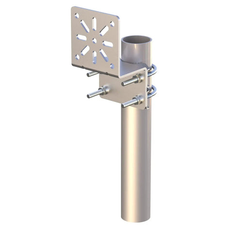 Heavy Duty Universal Mounting Bracket With Knockout Anti Vibration Stability For Security Cameras PTZ Domes And Wireless Routers, stainless steel with clamps.