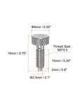 Tough As Nails Stainless Steel Spring Plunger 2 Pack M5x0.8 Thread with knurled grip, 2.5mm diameter for industrial use.