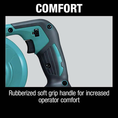 Lightweight 18V LXT Cordless Blower With 219 MPH Air, showing rubberized soft grip handle for comfort