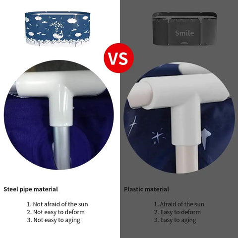 Comparison of steel pipe vs plastic in Portable Foldable Bath Tub For Tiny Bathrooms With Thermal Foam Insulation Eco Friendly Soaking Tub For Shower Stalls XL Blue Whale Size Ideal For Ice Baths Spa Vibes And Quick Easy Cleanup.