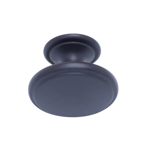 Flat Black Wide Top Ring Cabinet Knob, 1.52 Inch Diameter, Modern Round Pull, Aluminum Metal Hardware, side view