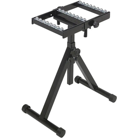 Three Row Ball Bearing Roller Stands For Table Saws And More With Heavy Duty Build And Adjustable Height From About Twenty Eight To Forty Four Inches