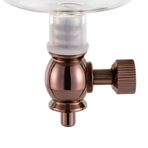 Chill Mode Ice Cold Brew Dripper Coffee Maker Featuring 600ml Borosilicate Glass And Stainless Steel Slow Drip Extraction System close-up of bronze valve detail.