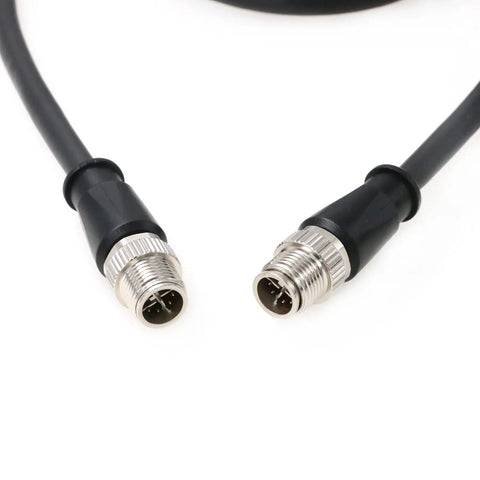 M12 X Code 8-Pin Male To Male Ethernet Cable Cat7e Gigabit Shielded IP67 Waterproof connectors visible