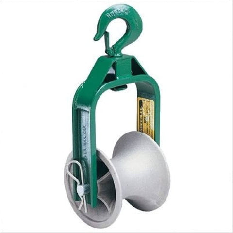 Cable Sheave With 18 Inch Hook Type 652 Pulling Black Rugged Pro Grade Rigging Tool with aluminum sheave for heavy duty lifts.