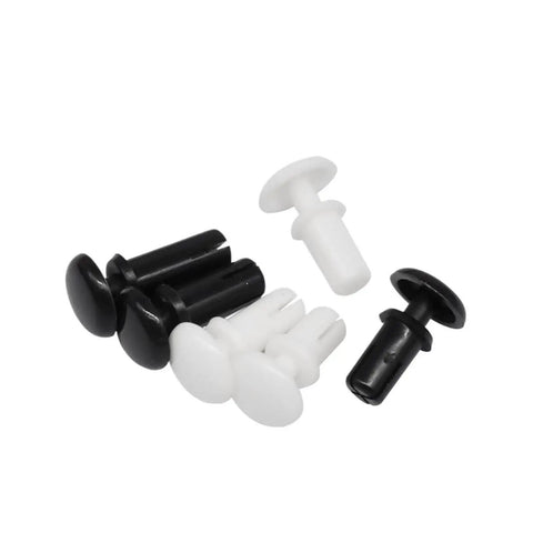 120 Pack R Type Expansion Rivet Nuts Heavy Duty Nylon Threaded Inserts in black and white for thin panel use.