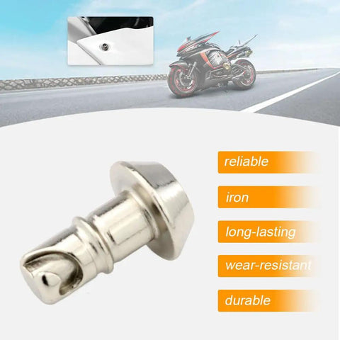 14mm Universal Motorcycle Quick Release Fairing Bolts With Clips, Quarter Turn Fasteners, close-up of durable silver iron stud.