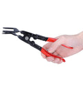 Hand holding tool from 38 Piece Removal Tool Set For Panel Disassembly And Trim Clips Ergonomic Pry Tools For Automotive Marine Furniture And Aircraft Interior