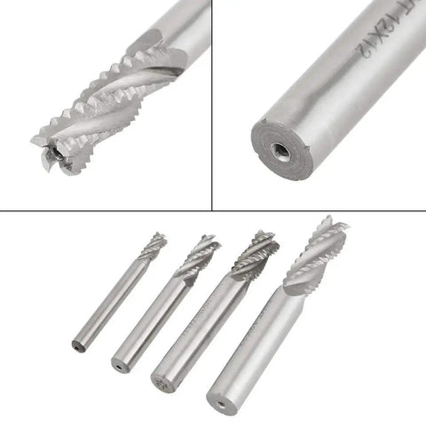 Roughing End Mills Set Of 4 High Speed Steel Milling Cutters For CNC Router Bits With Four Flutes Ideal For Slot Milling Hole Cutting
