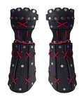 Studded Leather Arm And Leg Armor For Larp And Medieval Faire Cosplay Gear Viking Knight Steampunk Fantasy Unisex Black Armor Set front view