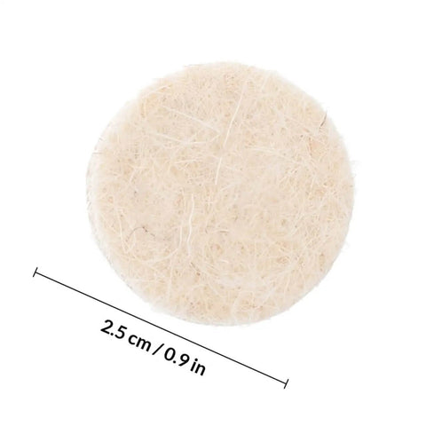 Close-up of a 2.5 cm wool felt wheel from the 120-Piece Wool Felt Polishing Kit With Shank Buffing Wheels For Rotary Tools And Drills.