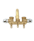 Two Handle Laundry Faucet With 7 Inch Rough Brass Swivel Spout Drip Free No Fuss Quarter Turn Valve Garden Hose Connection