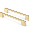 30 Pack Gold Cabinet Pulls Square Drawer Handles, Dope Look, 6-1/4 Inch Hole Center, Zinc Alloy Brushed Brass Finish, Easy To Install