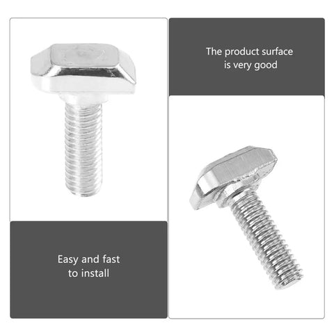 50 Piece M8x25 T Slot Hammer Head Bolt And Tee Nut Kit For Aluminum Extrusion Frames Build With Hella Sturdy Carbon Steel Construction And No Sweat Installation For 3D Print Shop Builds - close-up of a shiny silver bolt.