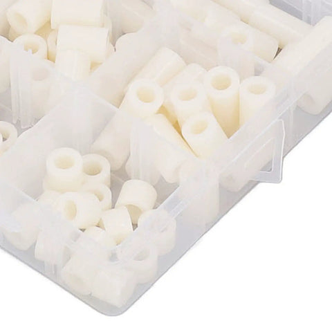 Nylon Standoff Spacer Kit 150 Piece Round Mounting Hardware Fasteners Set White For Electronics DIY Projects Durable Pro Grade Slip Resistant Spacers For Clean Mounts And Reliable Fixing, assorted nylon spacers in storage tray