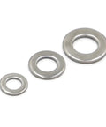 Flat Washer Set Stainless Steel 304 M1.6 M2 To M12 High Resilience Gasket Kit 50 Pcs Heavy Duty Metal Fasteners For Hardware Furniture Medical Equipment Rail And More, three washers