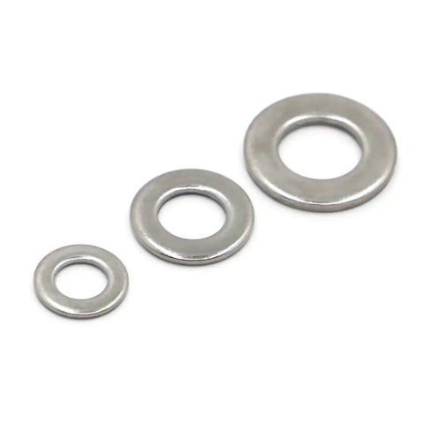 Flat Washer Set Stainless Steel 304 M1.6 M2 To M12 High Resilience Gasket Kit 50 Pcs Heavy Duty Metal Fasteners For Hardware Furniture Medical Equipment Rail And More, three washers