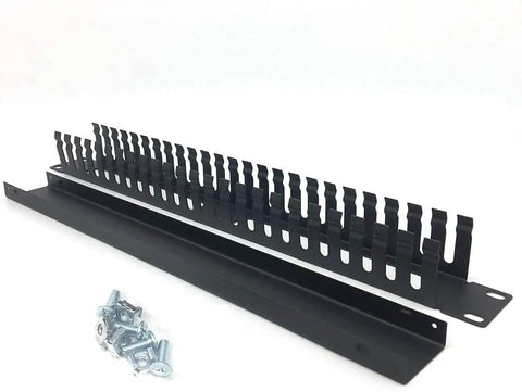 2 Pack 1U 19 Inch Cable Manager Horizontal Rack Mount With 24 Slot Metal Finger Duct Wire Organizer Cover And Mounting Screws
