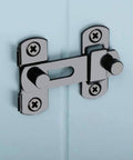 Two Pack Small Stainless Steel Flip Lock Safety Door Bolt Holder Latch Black With Anti Oxidation Finish on a cabinet door