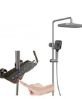 RIBEUJIZS Digital Shower System with smart control panel, luxurious white copper finish, and handheld sprayer.