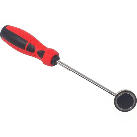 Ultimate Hand Held Magnetic Pickup Tool For Gold Prospecting And Black Sand Separation With Five Strong Magnets To Filter Pay Dirt Fast And Isolate Gold From Concentrates Effortlessly In Your Panning Kit. Red rubber handle with round magnet tip
