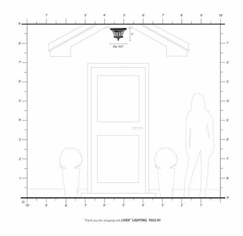 Diagram of Monterey Two Light Outdoor Indoor Flush Mount In Polished Brass Finish Solid Brass Fixture With Clear Beveled Glass