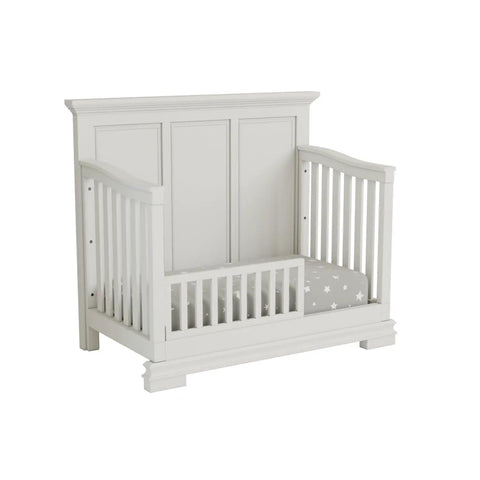 Toddler Bed Guard Rail For Convertible Cribs, Solid Wood With Textured White Finish, Durable Safety Guard